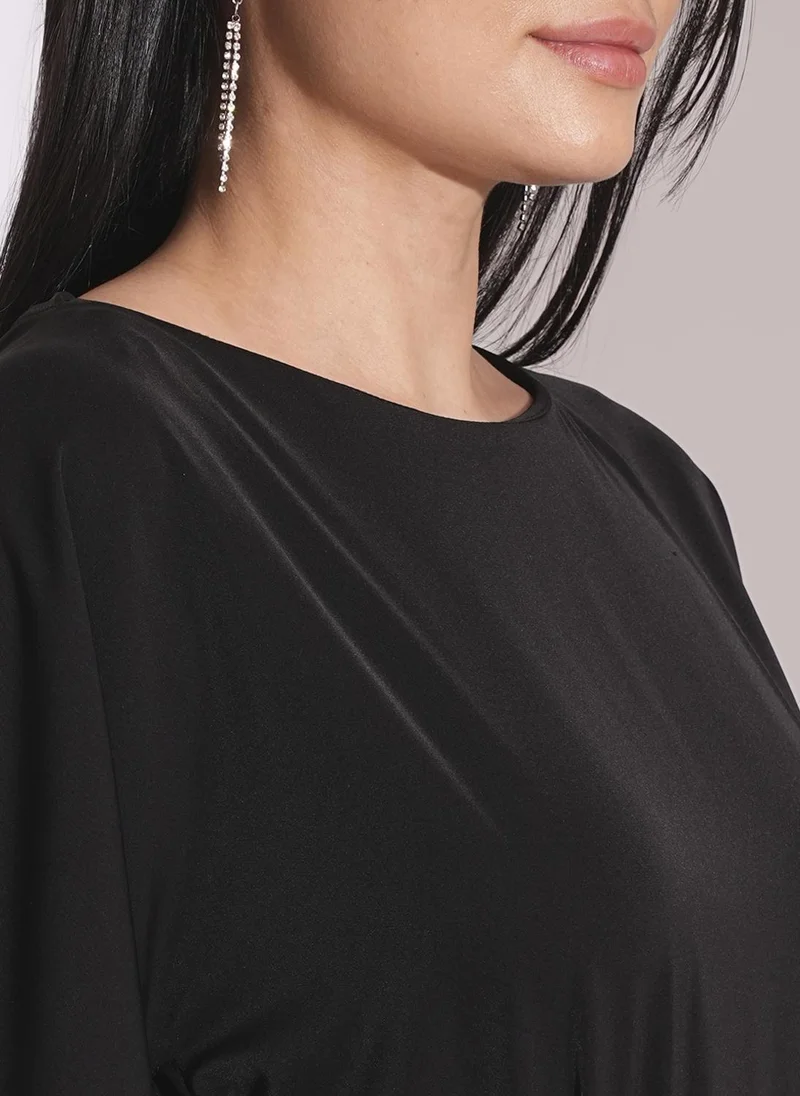globus  Globus Women Boat Neck Cape Sleeves Tie-Up Detail Satin Party Jumpsuit for Women | Best Price UAE